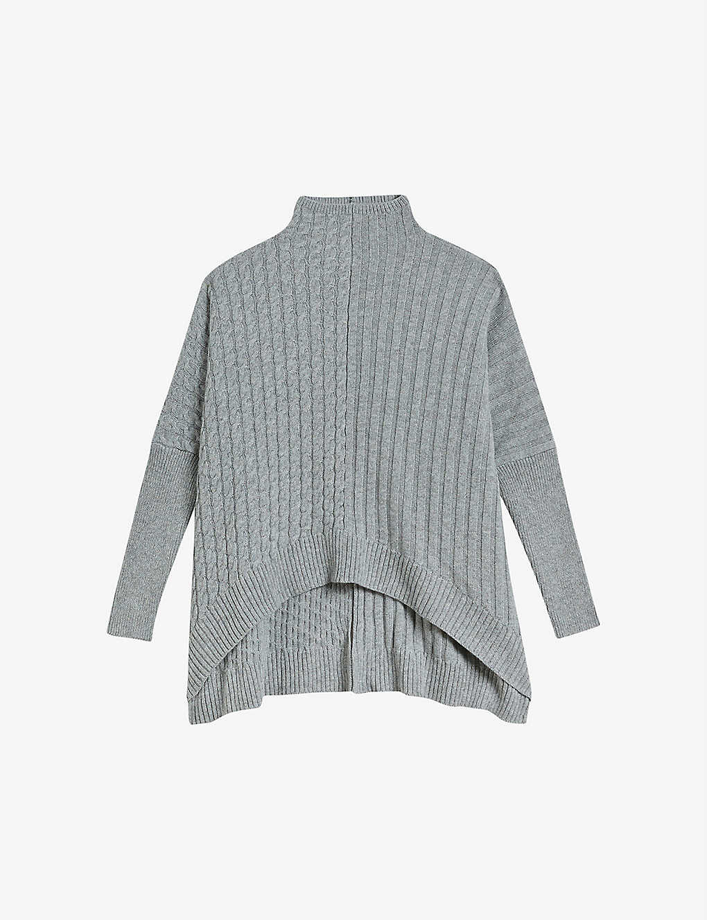 Shop Ted Baker Womens Grey-marl Joilla Mixed-knit Wool-blend Jumper