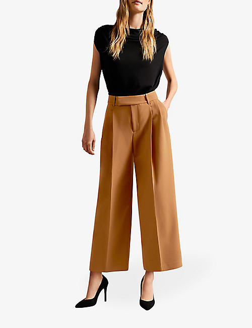 Rose wide-leg high-rise suede leather trousers Selfridges & Co Women Clothing Pants Leather Pants 