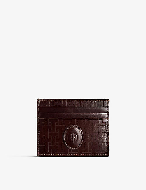 TED BAKER: Tobies check-textured leather cardholder