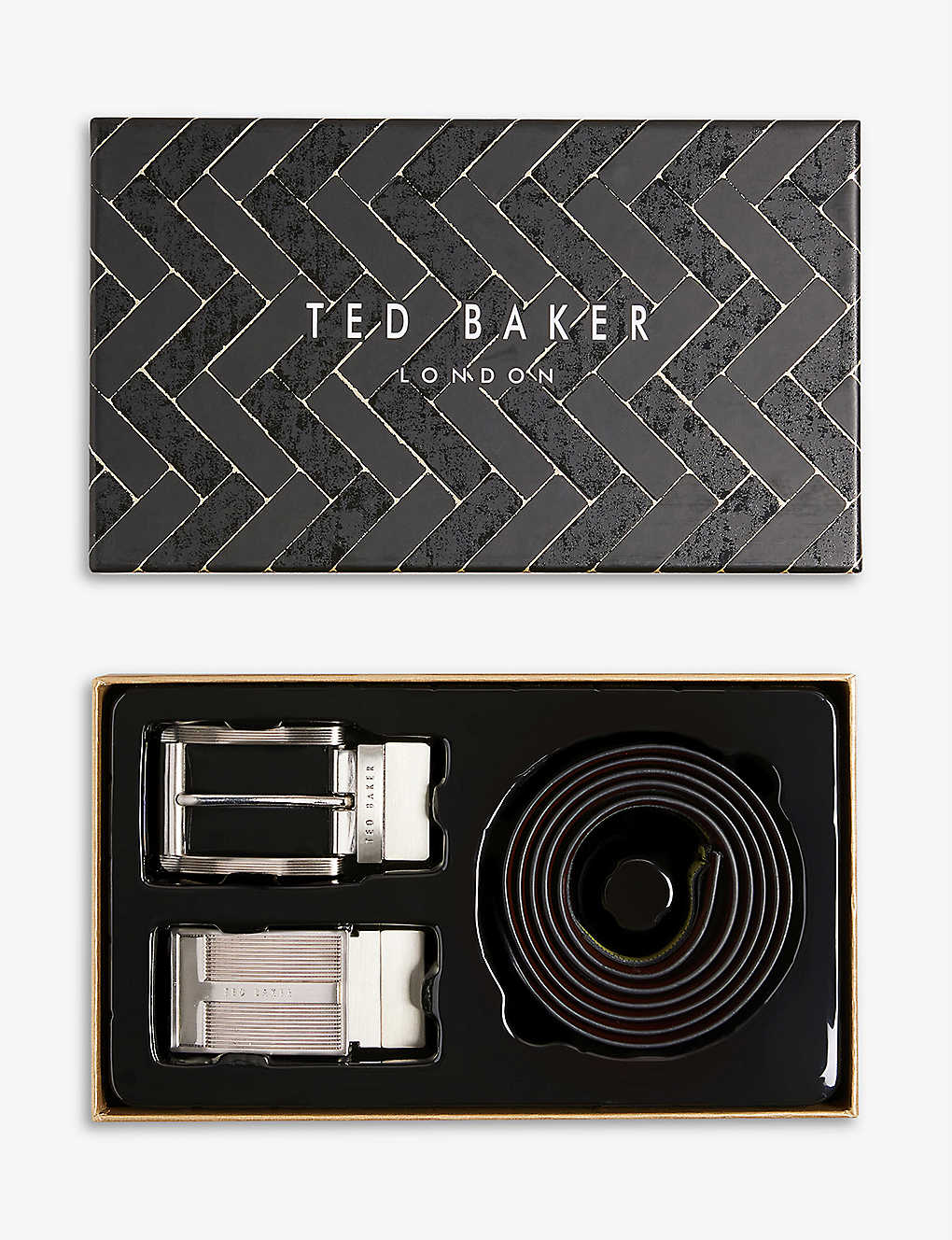 Ted Baker Samsam Leather Belt And Box Set In Black