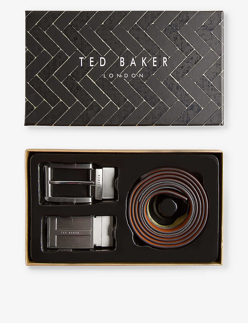 Ted Baker Mens Brown Samsam Leather Belt And Box Set