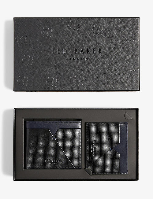 TED BAKER: Stevset croc-embossed leather wallet and cardholder set