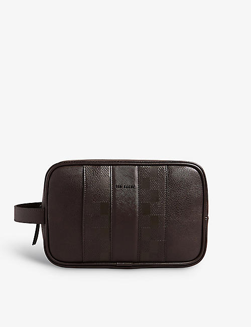TED BAKER: Waydee check-print faux-leather washbag