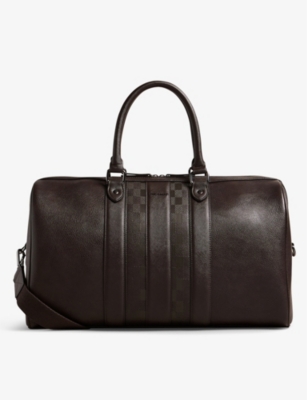 Ted Baker Brn-choc House Detachable-strap Faux-leather Holdall In Brown