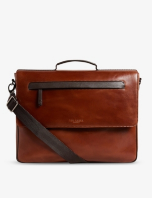 TED BAKER: Raymon logo-embossed leather satchel