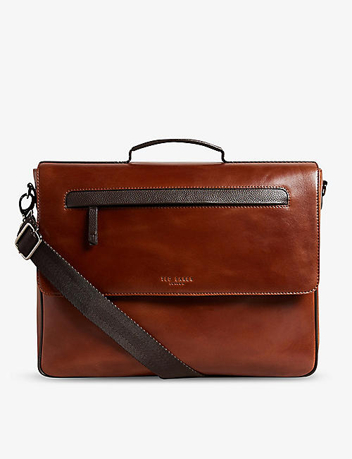 TED BAKER: Raymon logo-embossed leather satchel