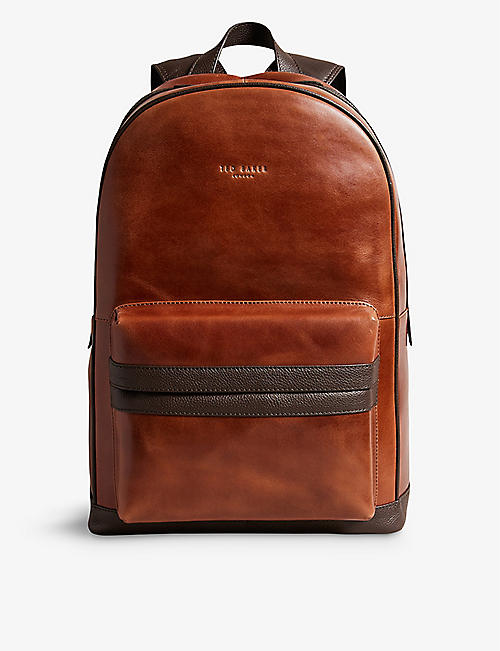 TED BAKER: Rayton logo-embossed leather backpack