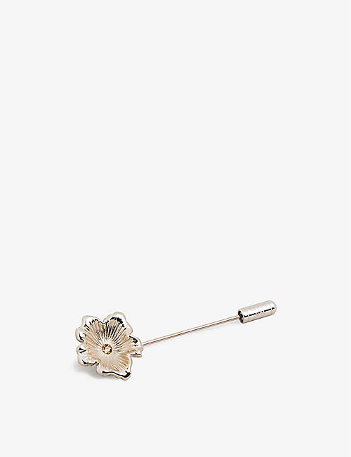 TED BAKER: Floorle magnolia-shape silver-plated lapel pin