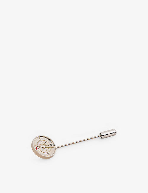 TED BAKER: Compass silver-toned lapel pin