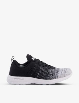 Apl Athletic Propulsion Labs Techloom Pro Knit Running Shoe In White/heather Grey/black