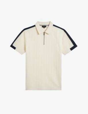 TED BAKER: Abloom zipped cotton-blend polo shirt