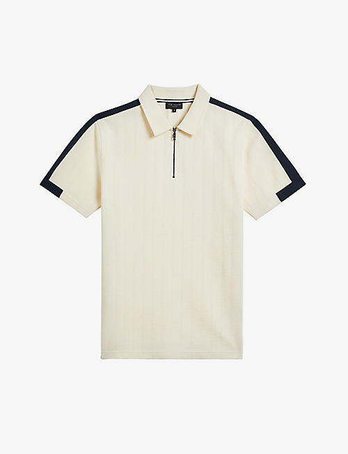 TED BAKER: Abloom zipped cotton-blend polo shirt