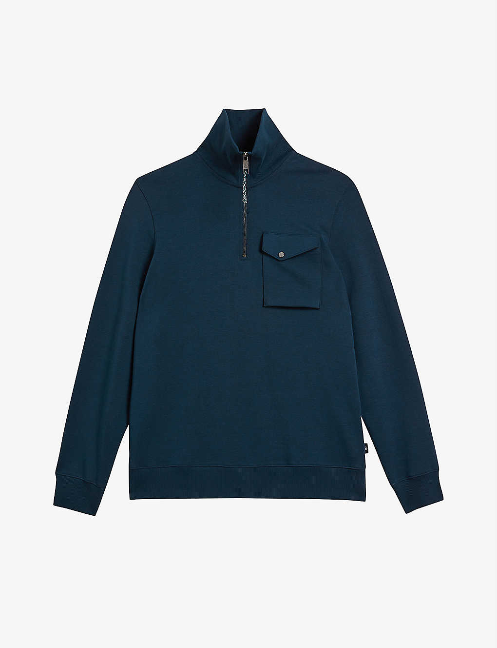 Shop Ted Baker Ecos Funnel-neck Cotton-blend Sweatshirt In Navy