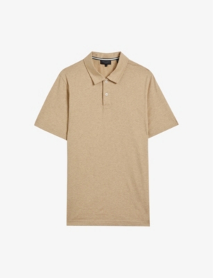 Ted Baker Polsden Cotton And Cashmere-blend Polo Shirt In Camel