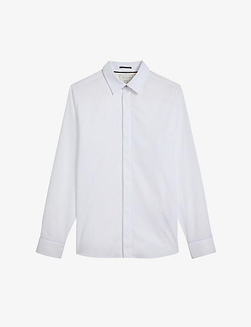 TED BAKER: Witone herringbone slim-fit stretch-cotton shirt