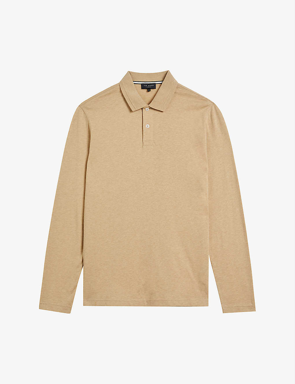Ted Baker Enio Long-sleeve Cotton And Cashmere-blend Polo Shirt In Cream