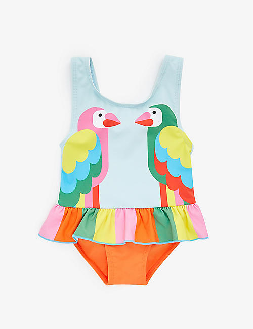 STELLA MCCARTNEY: Parrot-print frilled-waist swimsuit 6-36 months