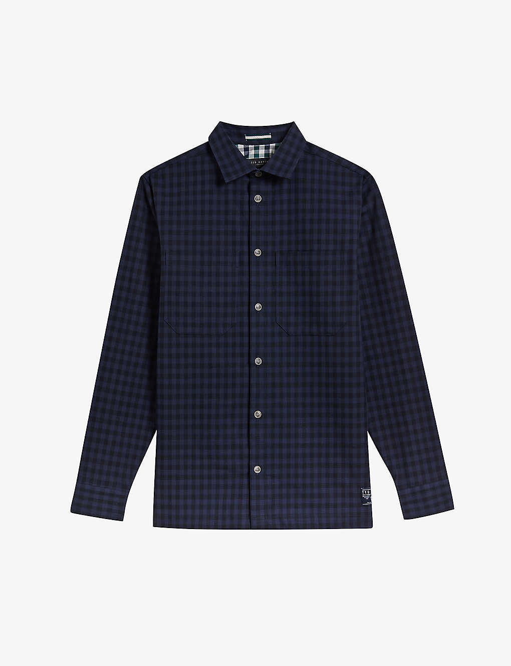 Ted Baker Mens Navy Mourne Check-print Cotton Shirt