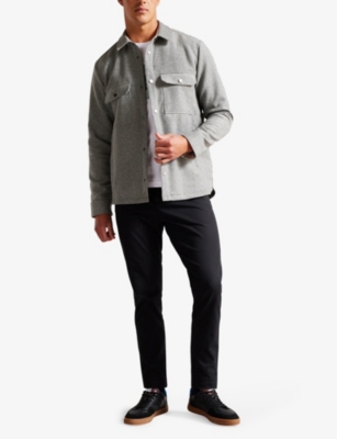 Shop Ted Baker Men's Grey Anderby Wool-blend Overshirt