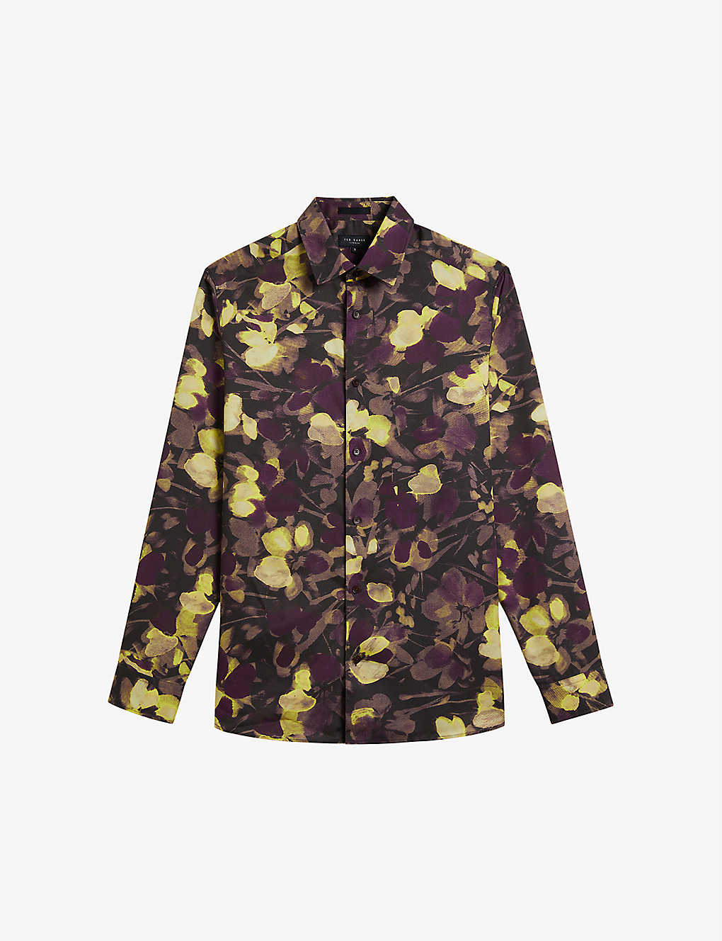 Ted Baker Watercolour Floral-print Regular-fit Woven Shirt In Multicol