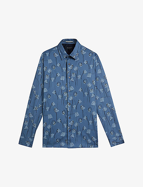 TED BAKER: Frith floral-print stretch-cotton shirt