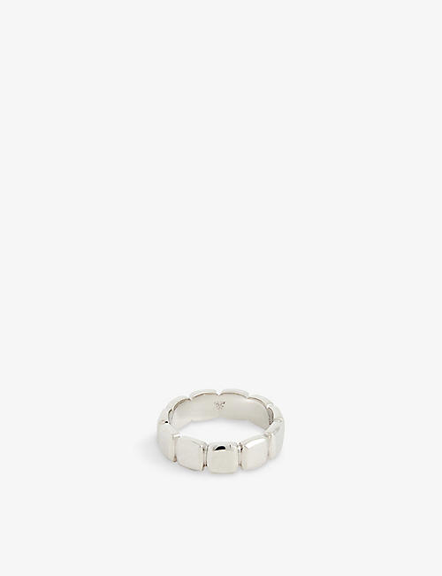 TOM WOOD: Cushion rhodium-plated sterling-silver band ring