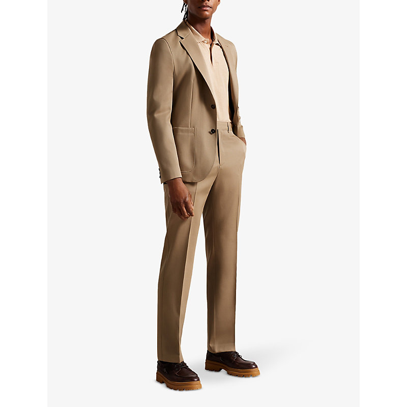 Shop Ted Baker Leyden Fit Straight-leg Wool Trousers In Natural