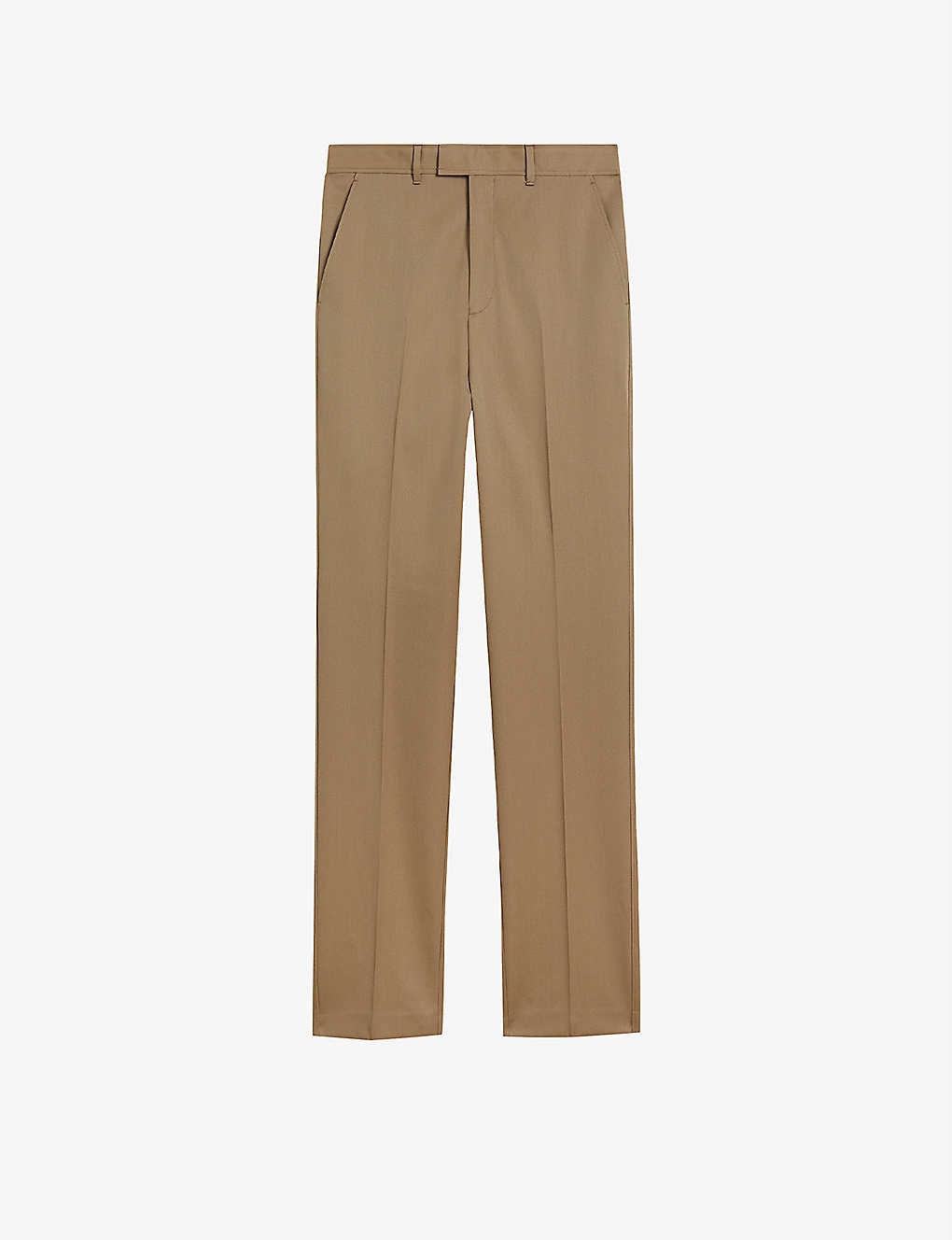 Ted Baker Mens Natural Leyden Fit Straight-leg Wool Trousers