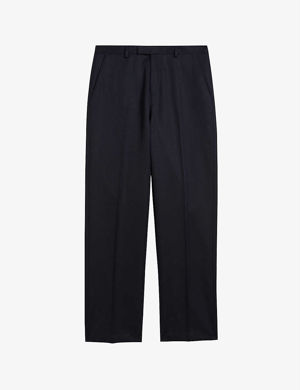 Ted Baker Mens Navy Leyden Fit Straight-leg Wool Trousers