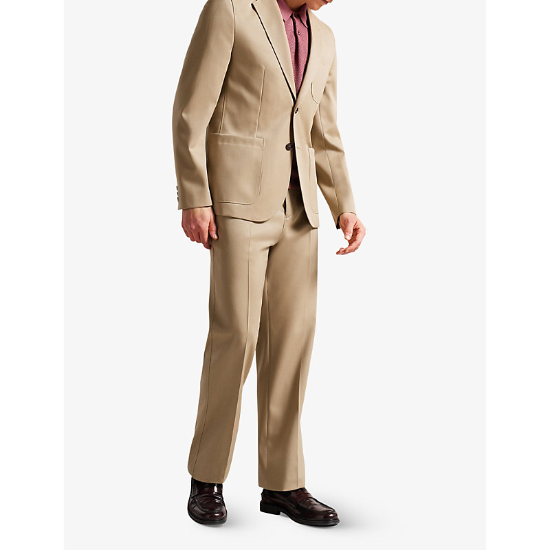 Shop Ted Baker Yarm Single-breasted Wool-mix Evening Jacket In Natural