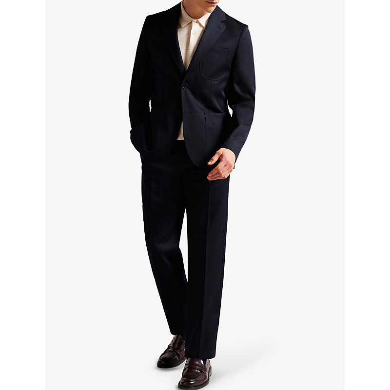 Shop Ted Baker Men's Navy Yarm Single-breasted Wool-mix Evening Jacket
