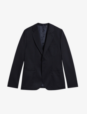 Shop Ted Baker Men's Navy Yarm Single-breasted Wool-mix Evening Jacket