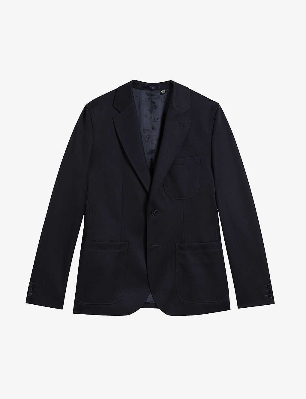 Shop Ted Baker Mens Navy Yarm Single-breasted Wool-mix Evening Jacket
