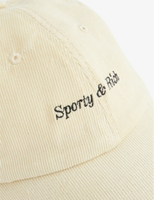 Sporty And Rich Logo-embroidered Corduroy Cotton Cap In Cream