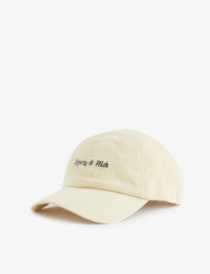 Sporty And Rich Logo-embroidered Corduroy Cotton Cap In Cream White