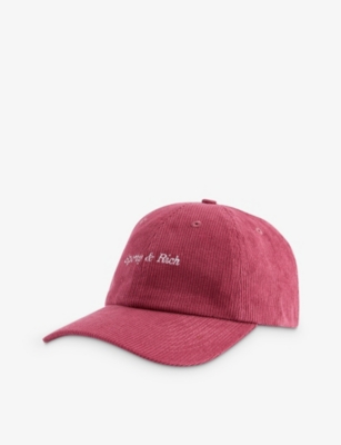 Sporty And Rich Logo-embroidered Corduroy Cotton Cap In Merlot White