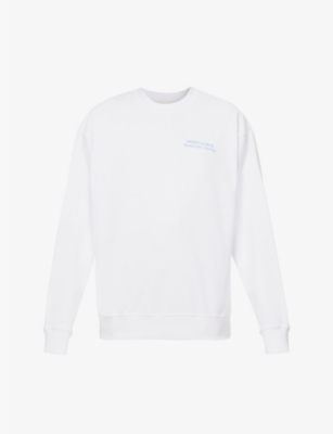 Sporty And Rich Drink Water Relaxed-fit Cotton-jersey Sweatshirt In White Ocean