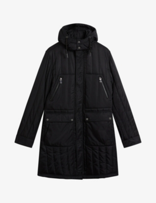 Ted Baker Skegby Quilted Shell Hooded Jacket In Black