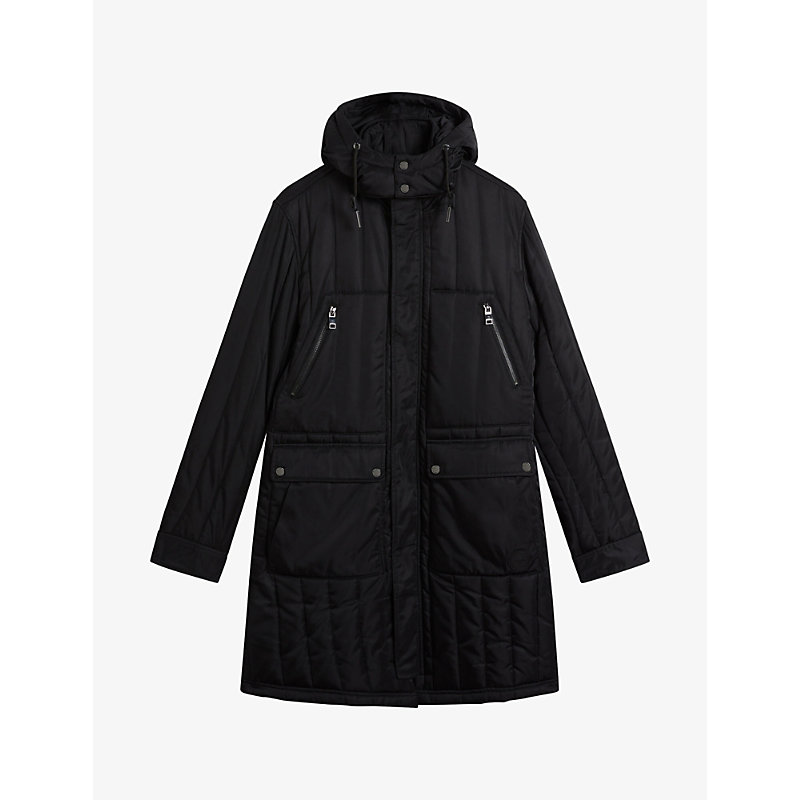 Ted Baker Skegby Quilted Shell Hooded Jacket In Black