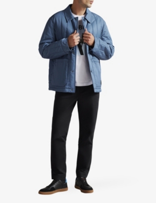 Shop Ted Baker Skelton Quilted Woven Jacket In Mid-blue