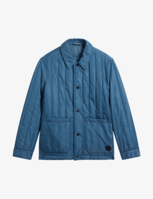Ted Baker Skelton Quilted Woven Jacket In Mid-blue