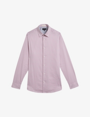 Ted Baker Mens Lt-pink Conifur Regular-fit Stretch-cotton Shirt In Lt-pink