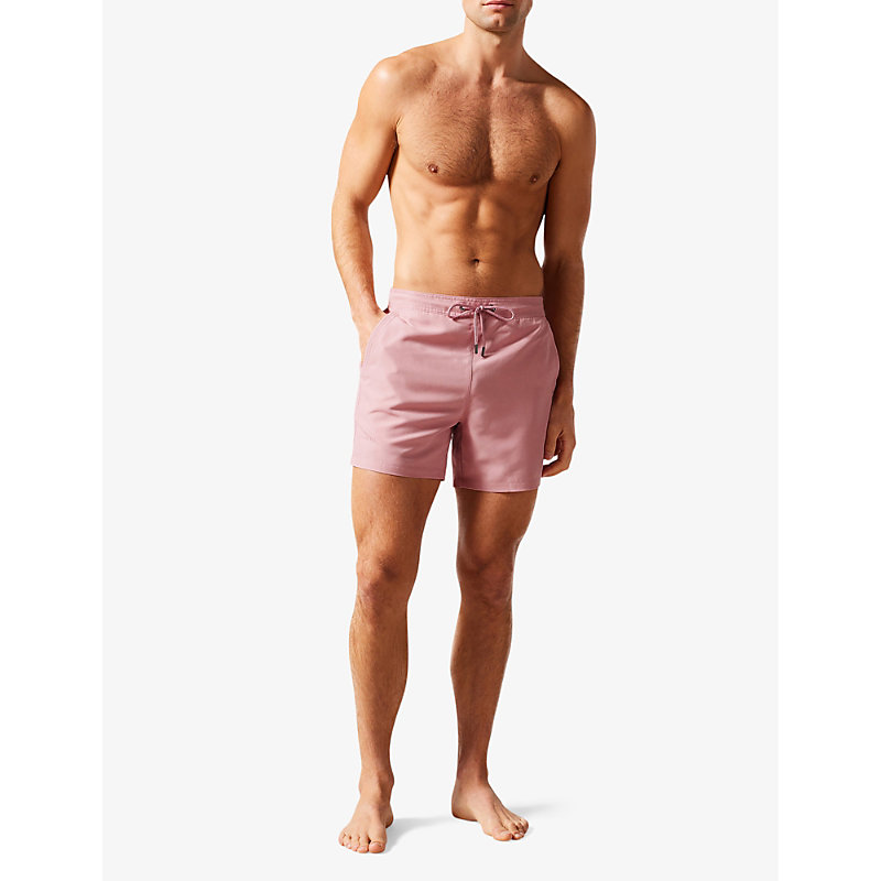 Shop Ted Baker Men's Pink Hiltree Logo-embossed Woven Swim Shorts