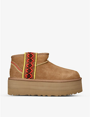 UGG: Classic Ultra Mini Platform braided suede and shearling boots