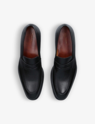 Shop Magnanni Men's Black Delos Pebbled-texture Leather Loafers