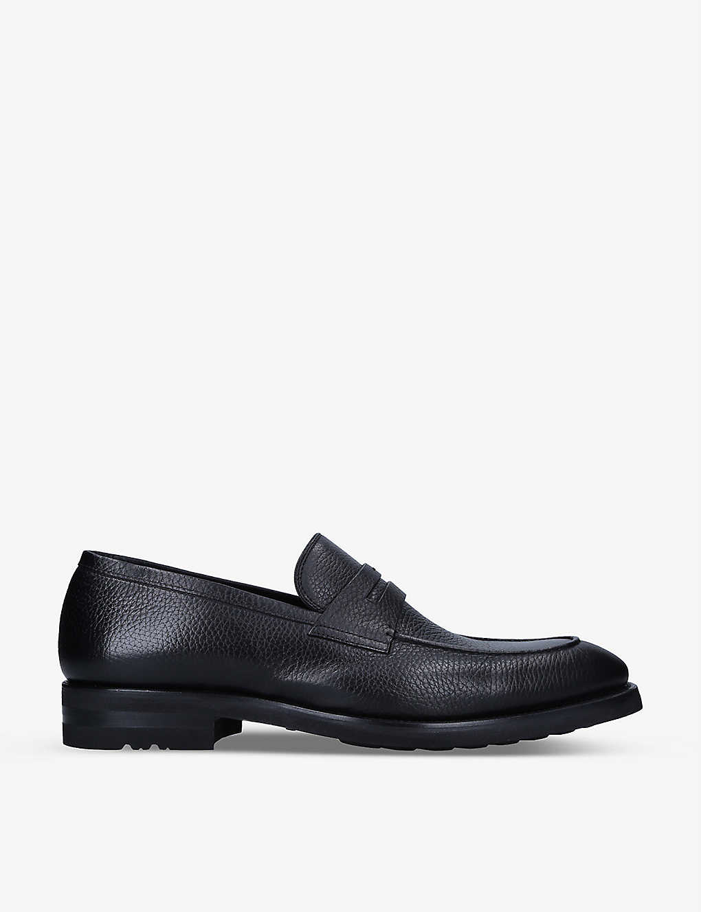 Magnanni Mens Black Delos Pebbled-texture Leather Loafers