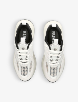Shop Burberry Women's White/comb Sean Check-print Suede Trainers