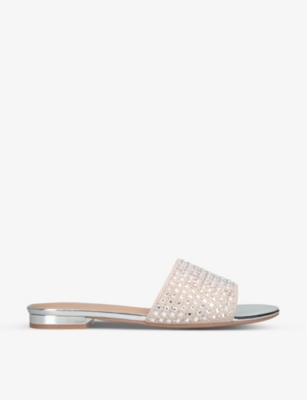 Carvela Womens Blush Kianni Crystal-embellished Flat Woven Sandals In Nude (lingerie)