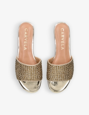CARVELA: Kianni crystal-embellished flat woven sandals