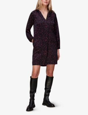 Smudge animal-print crepe mini dress